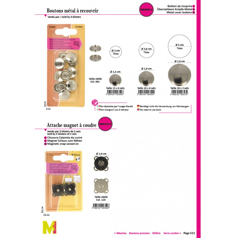 Stephanoise M239 - ATTACHE MAGNET A COUDRE*2