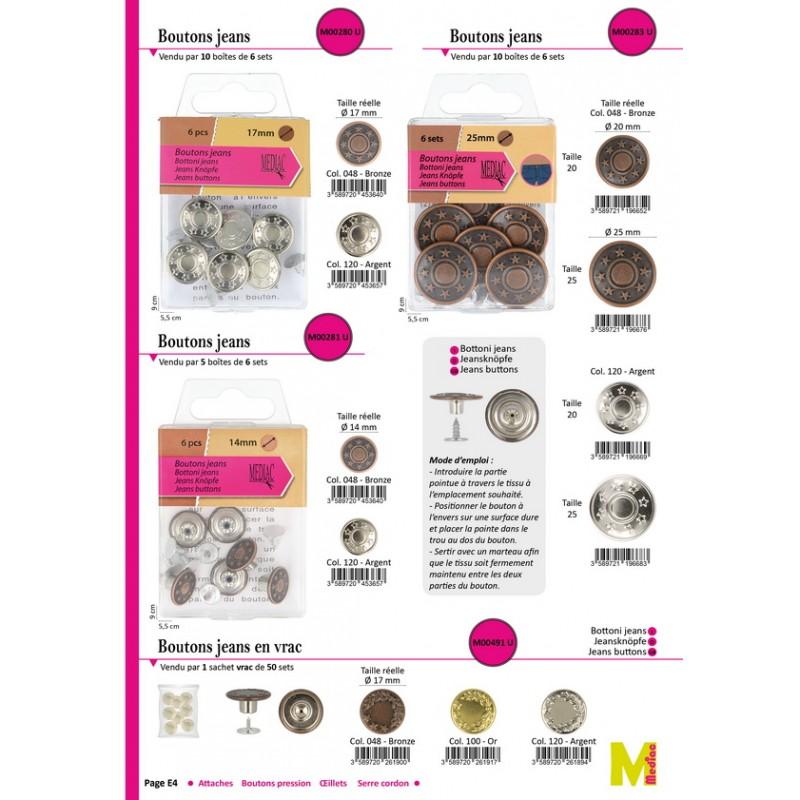 Stephanoise M283 - BOUTONS JEANS 20MM*6 SETS