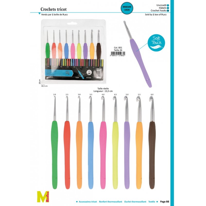 Stephanoise M349 - CROCHETS TRICOT*9P(2-6MM)