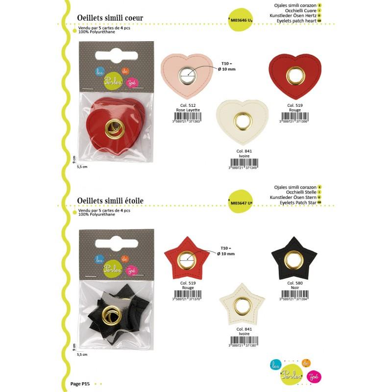 Stephanoise M3646 - OEILLETS SIMILI COEUR 10M M*4