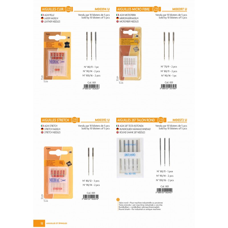 Stephanoise M394 - AIGUILLE 130/705 CUIR 5 PCES