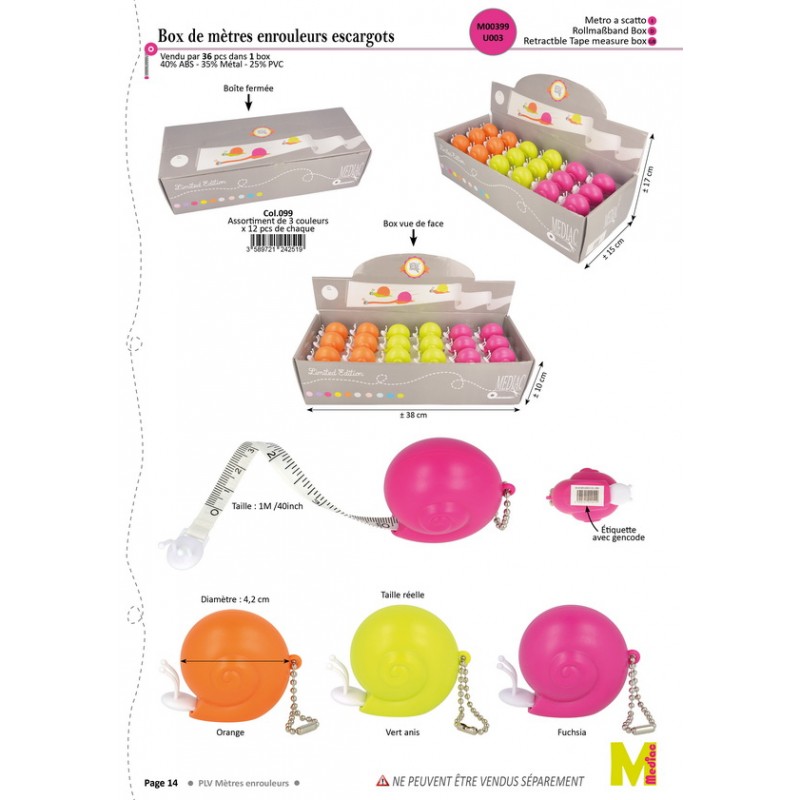 Stephanoise M399T3 - MÈTRE ESCARGOTS EN PLV*1P