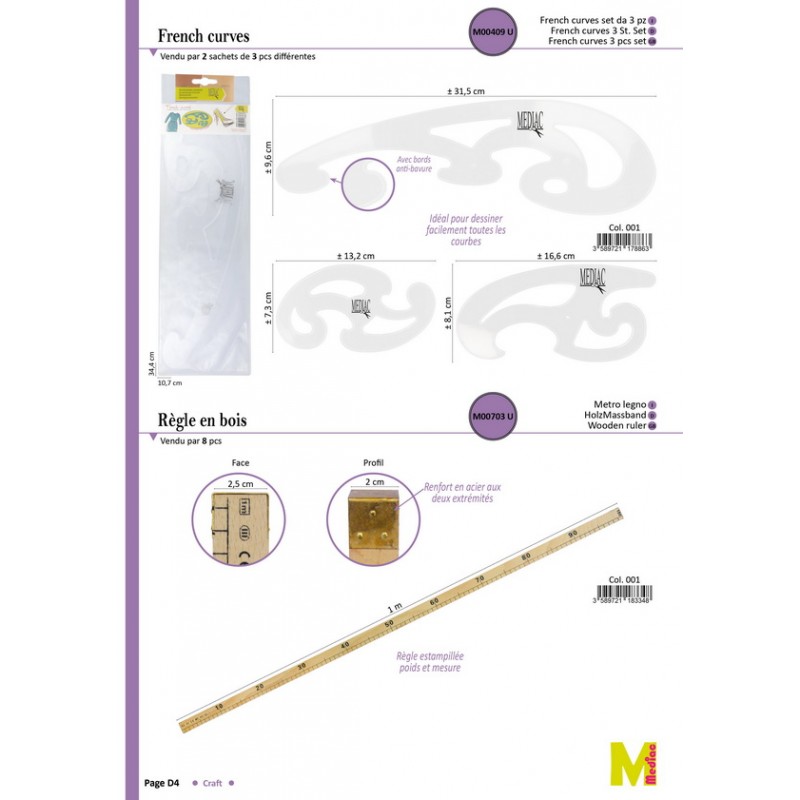 Stephanoise M409 - FRENCH CURVE SET DE 3PCS