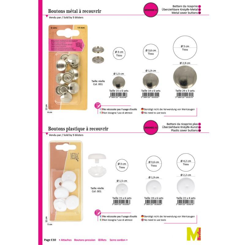 Stephanoise M480 - BOUTONS METAL A RECOUVRIR