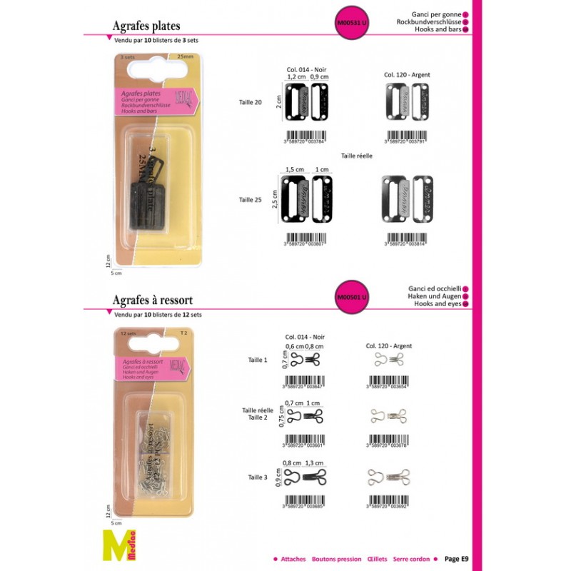 Stephanoise M501 - AGRAFES A RESSORT*12 SETS