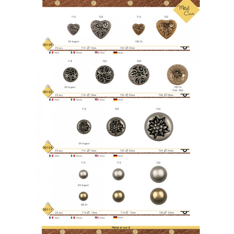 Stephanoise M50111 - BOUTONS METAL DEMI-SPHERE
