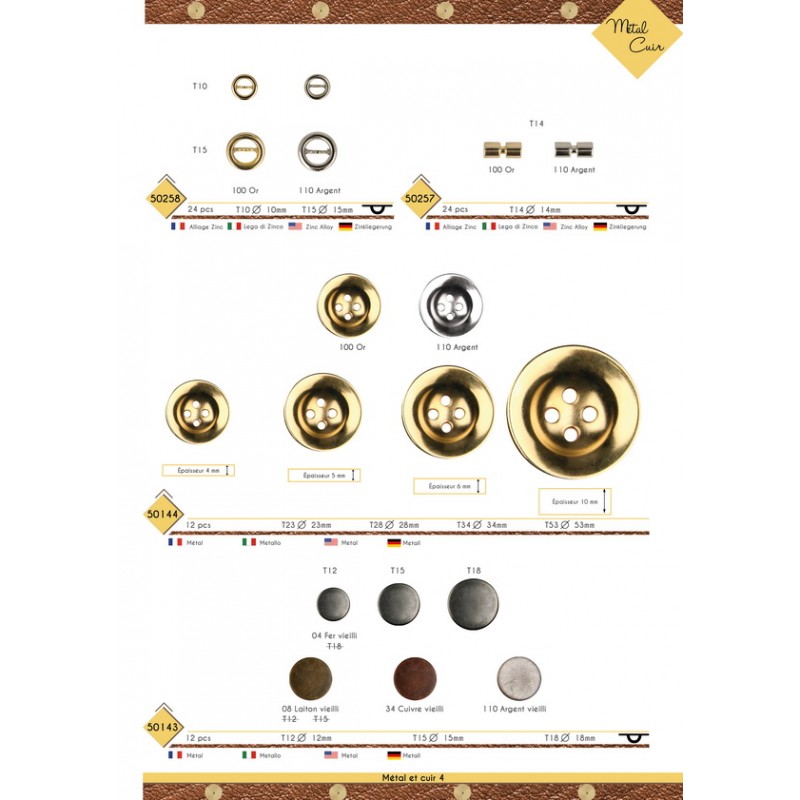 Stephanoise M50143 - BOUTON METAL BROSSÉ ROND