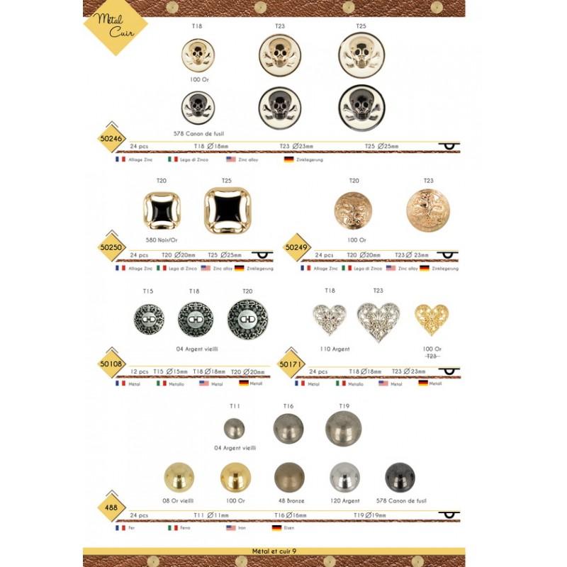 Stephanoise M50171 - BOUTON METAL COEUR FLEURI