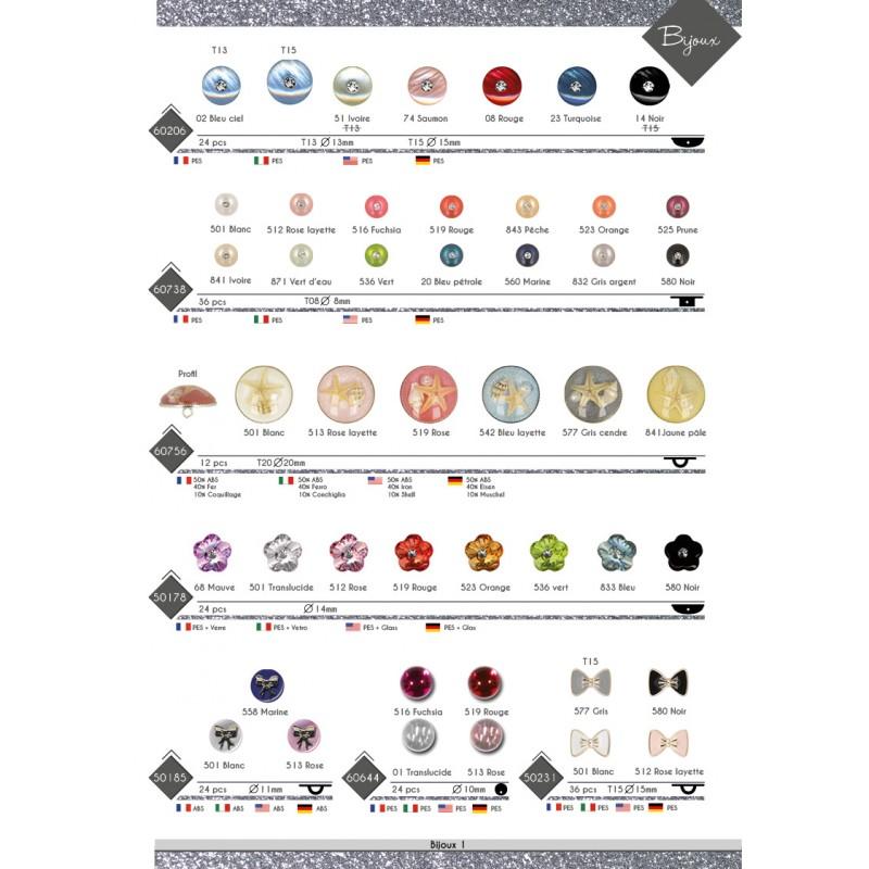 Stephanoise M50178 - BOUTON FLEUR "CRYSTAL" +STRAS