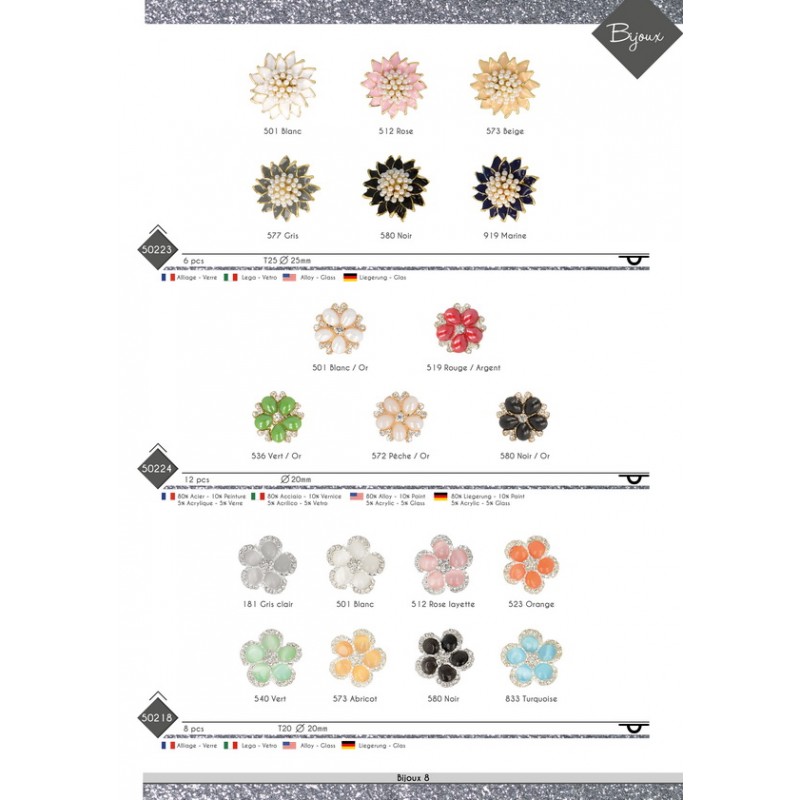 Stephanoise M50224 - BOUTON FLEUR PERLE