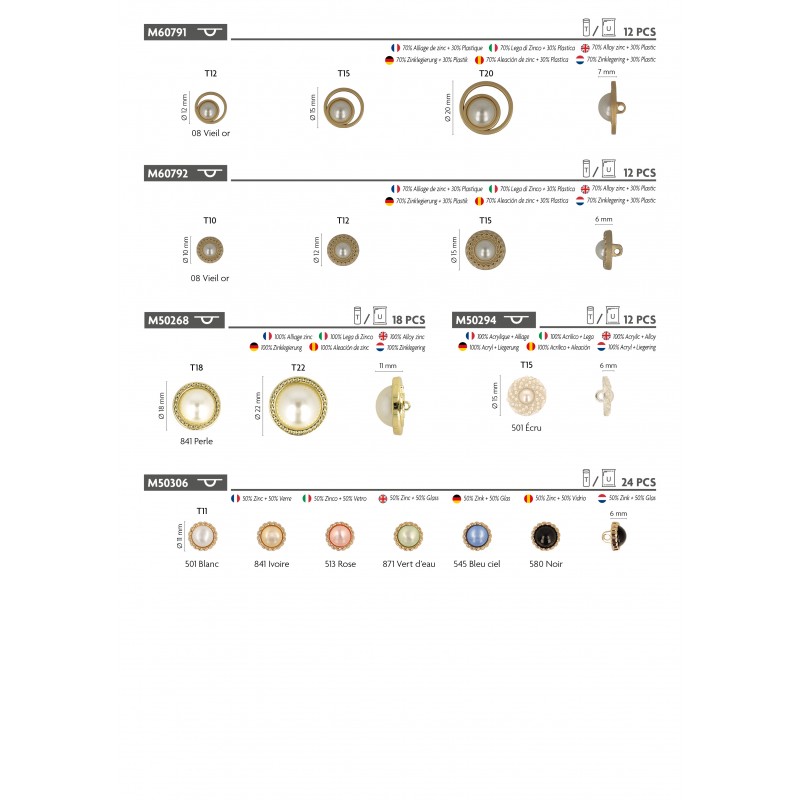 Stephanoise M50306 - BOUTON BIJOU PERLE