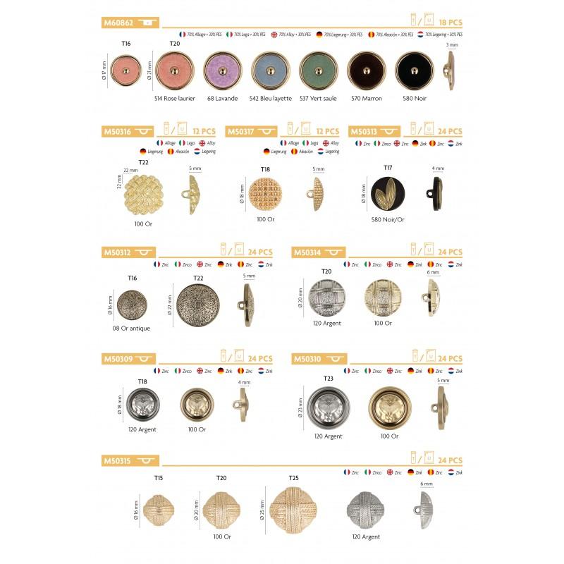 Stephanoise M50313 - BOUTON ROND NOIR ET OR