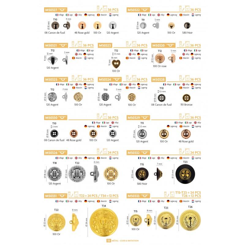 Stephanoise M50333 - BOUTON PLAT OR