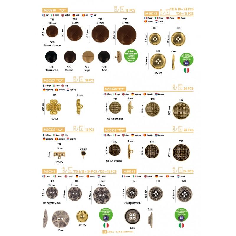 Stephanoise M50340 - BOUTONS METAL MOTIF TISSAGE