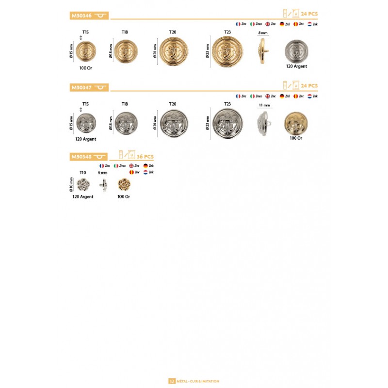 Stephanoise M50348 - BOUTON METAL PETITE FLEUR