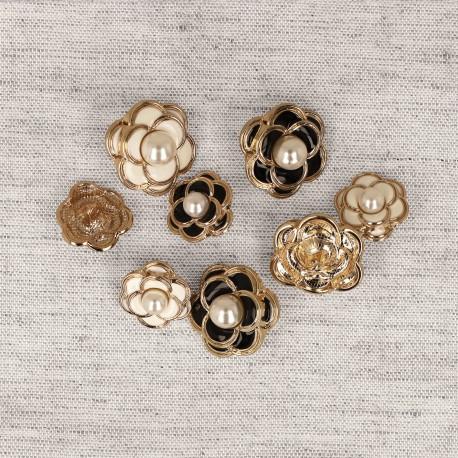 stephanoise M50353 - BOUTON METAL FLEUR PERLE