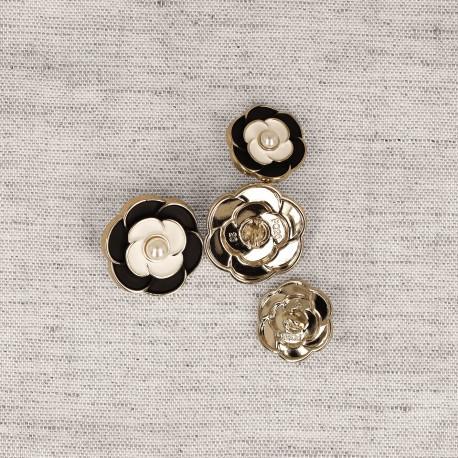 stephanoise M50354 - BOUTON METAL FLEUR PERLE