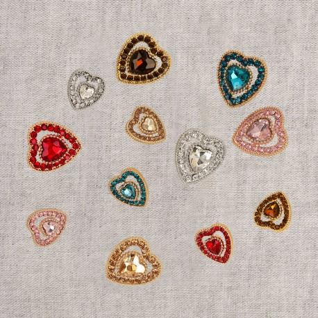 stephanoise M50356 - BOUTON COEUR STRASS 16X17