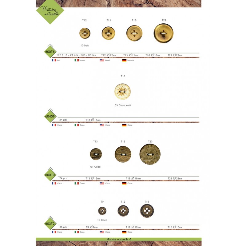 Stephanoise M60076 - BOUTON BOIS 4 TROUS