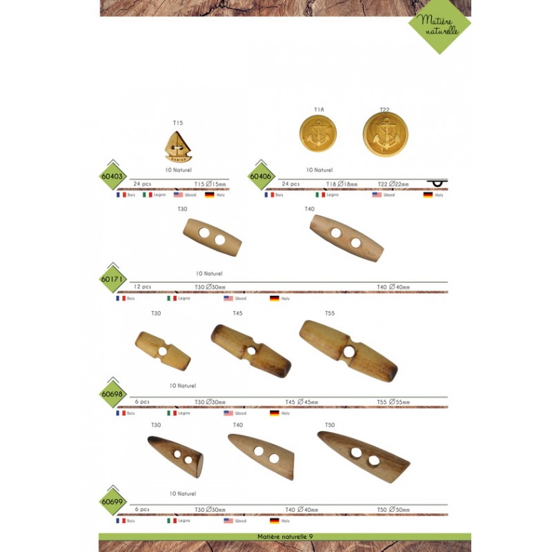 Stephanoise M60171 - BUCHETTES BOIS 2 TROUS