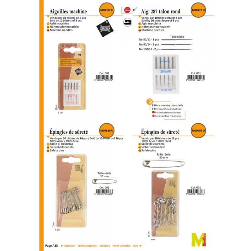 Stephanoise M605 - EPINGLES SURETE 57MM*12P