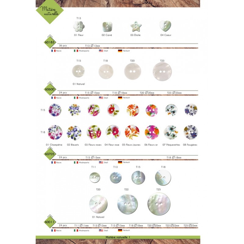 Stephanoise M60600 - BOUTON NACRE BLANC 2 TROUS