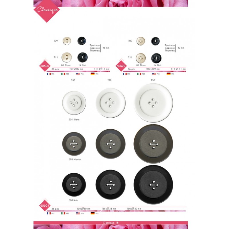 Stephanoise M60604 - BOUTON ROND BORD LARGE 4 TROUS