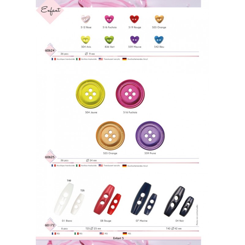 Stephanoise M60624 - BOUTON COEUR TRANSPARENT