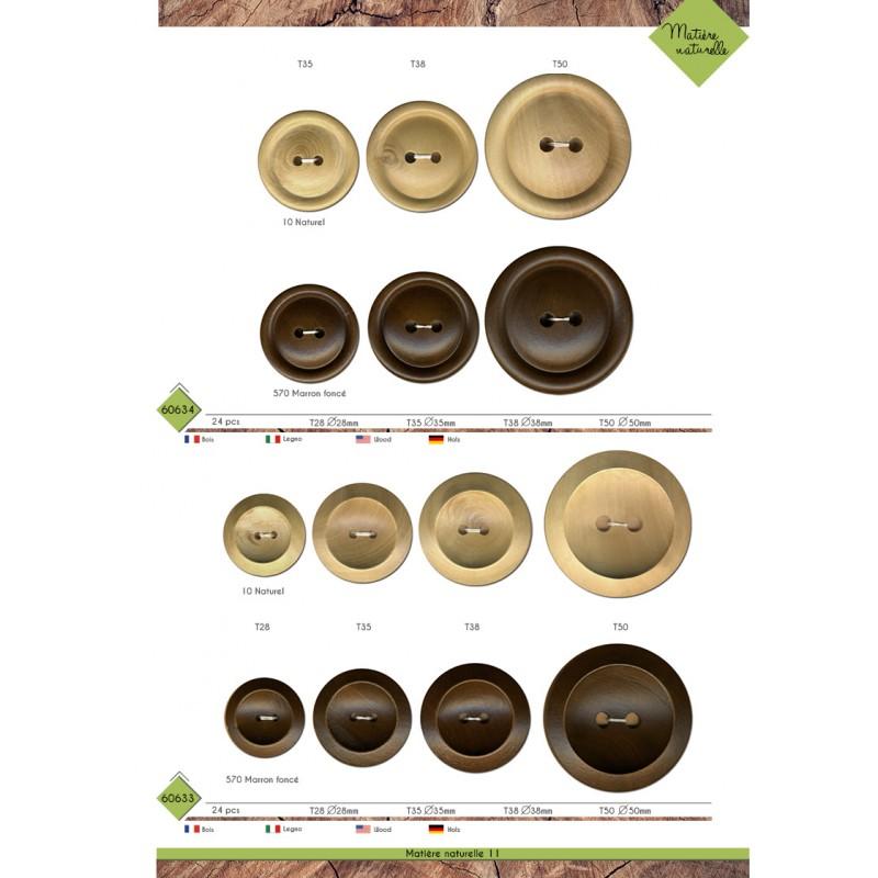 Stephanoise M60634 - BOUTON BOIS ROND 2 TROUS
