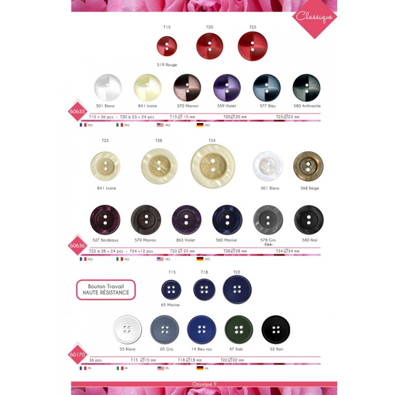 Stephanoise M60636 - BOUTON BI MATIÈRE 2 TROUS