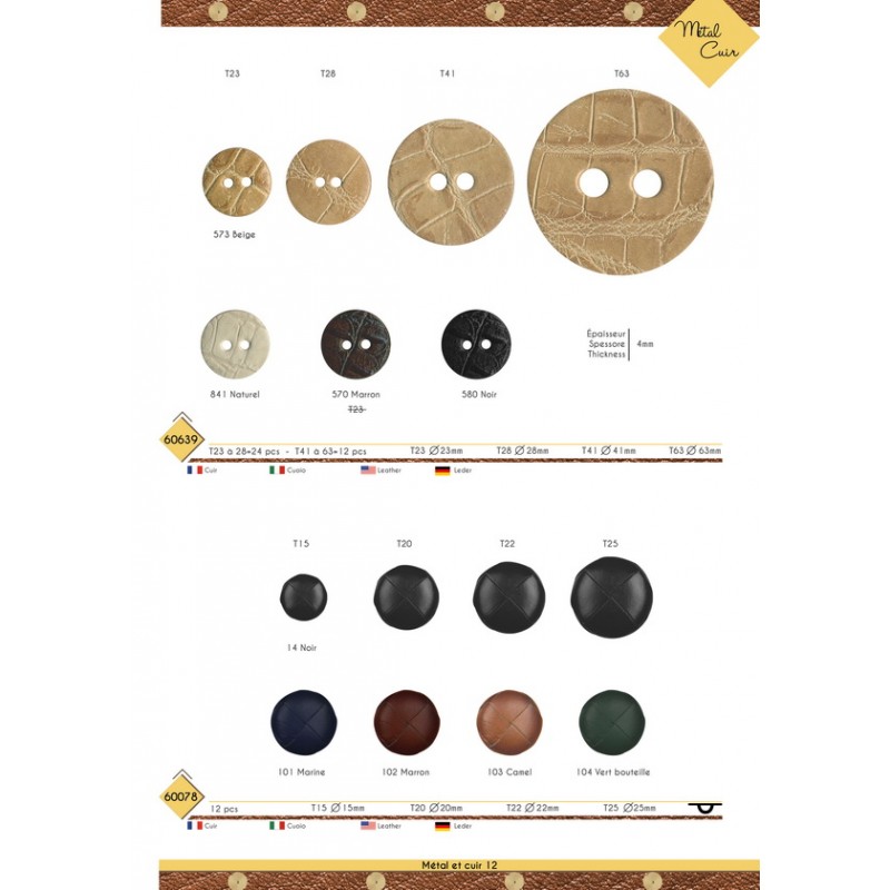 Stephanoise M60639 - BOUTON 2 TROUS EN CUIR