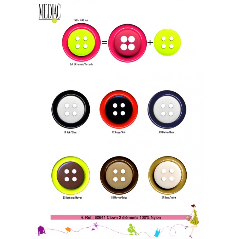 Stephanoise M60641 - BOUTON CLOWN 2 ÉLÉMENTS 4 TROUS