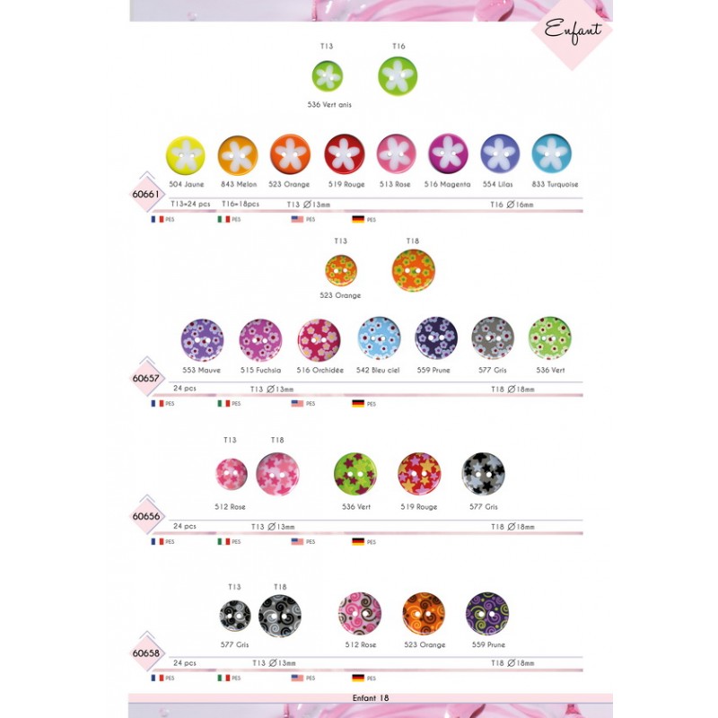 Stephanoise M60657 - BOUTON IMPRIME FLEURS 2 TROUS