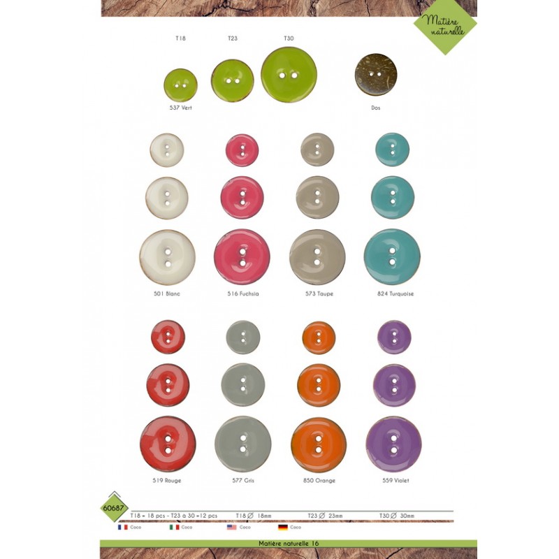 Stephanoise M60687 - BOUTON COCO COULEUR