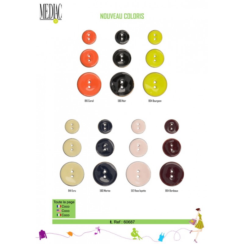 Stephanoise M60687 - BOUTON COCO COULEUR