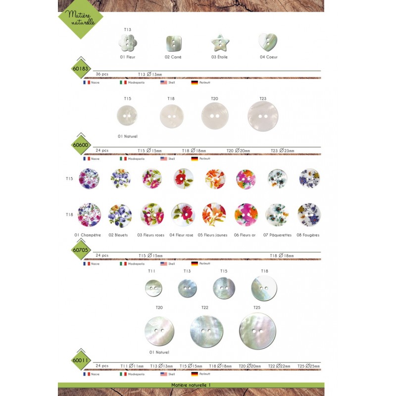 Stephanoise M60705 - BOUTONS NACRE FLEURIS