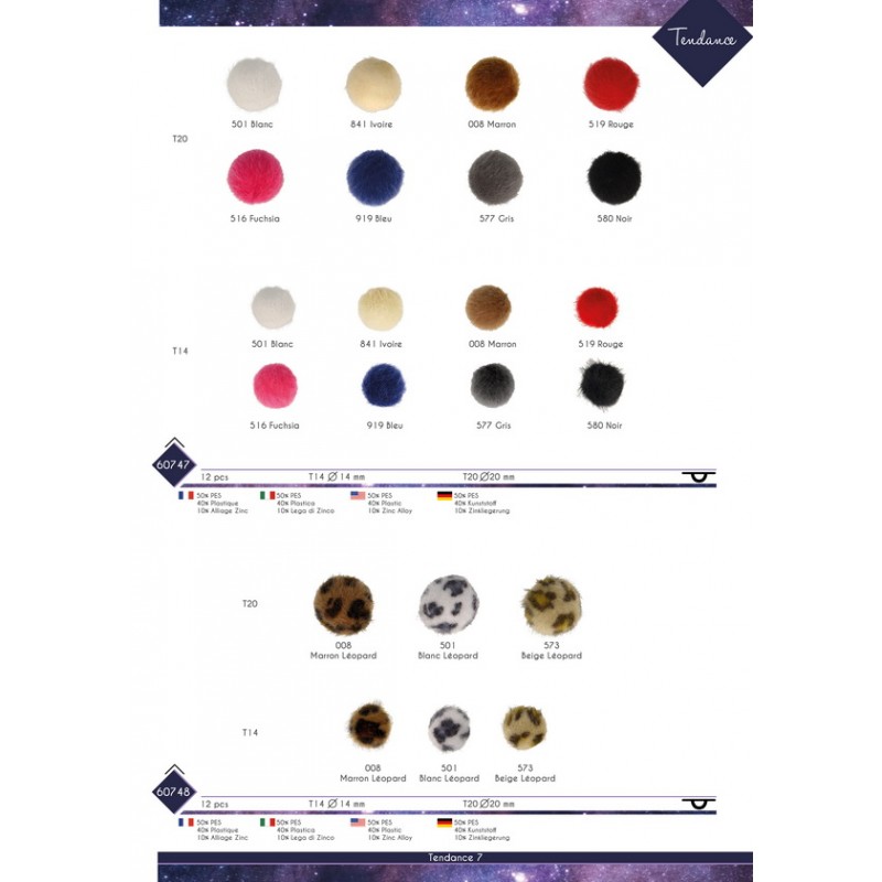 Stephanoise M60747 - BOUTON FOURRURE UNIE