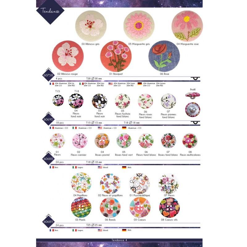 Stephanoise M60758 - BOUTON TISSU FLEUR