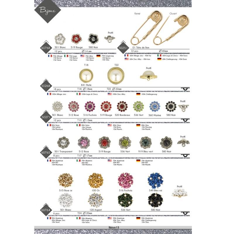 Stephanoise M60768 - BOUTON FLEUR CENTRE STRAS