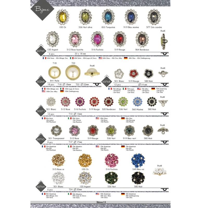 Stephanoise M60769 - BOUTON BIJOU STRASS 23X18MM