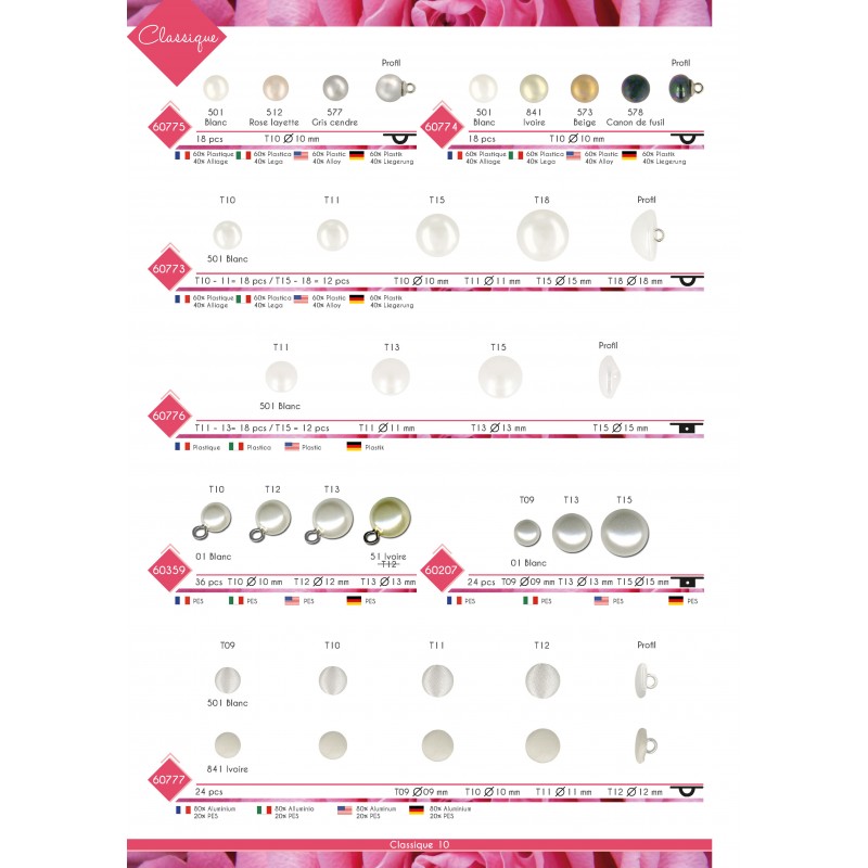 Stephanoise M60773 - BOUTON DEMI-PERLE 18MM