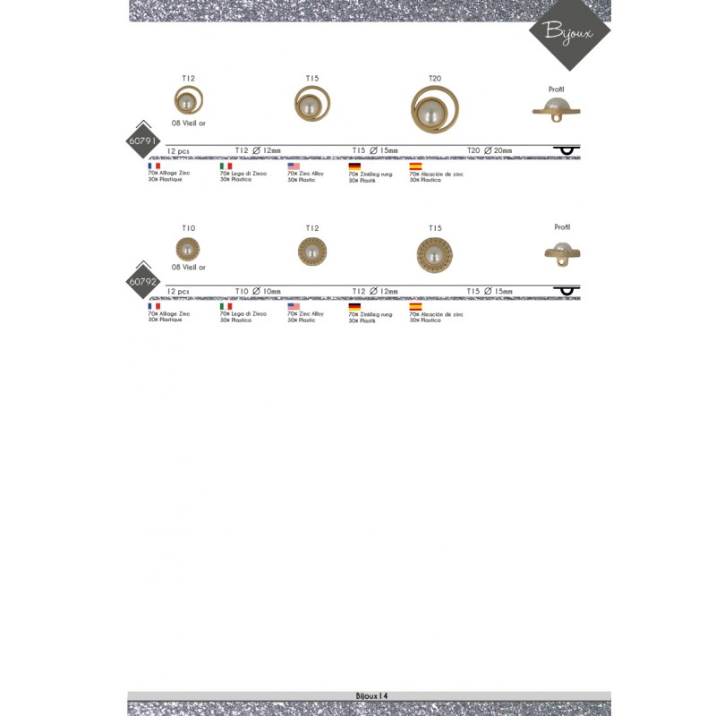 Stephanoise M60792 - BOUTON PERLES