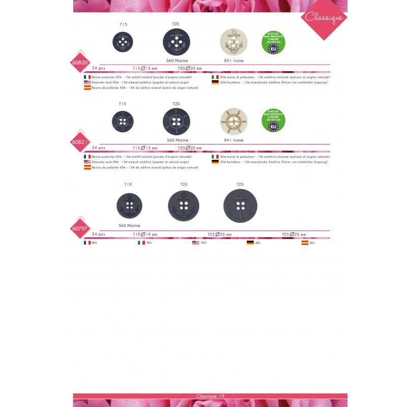 Stephanoise M60797 - BOUTON 4 TROUS ANCRE