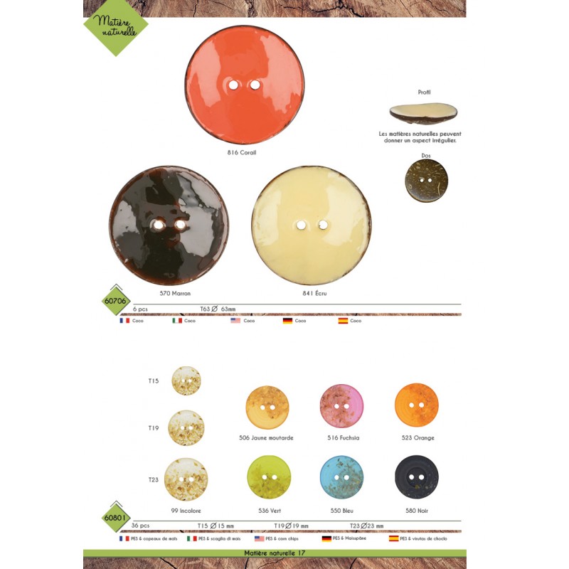 Stephanoise M60801 - BOUTON 2 TROUS COPEAUX