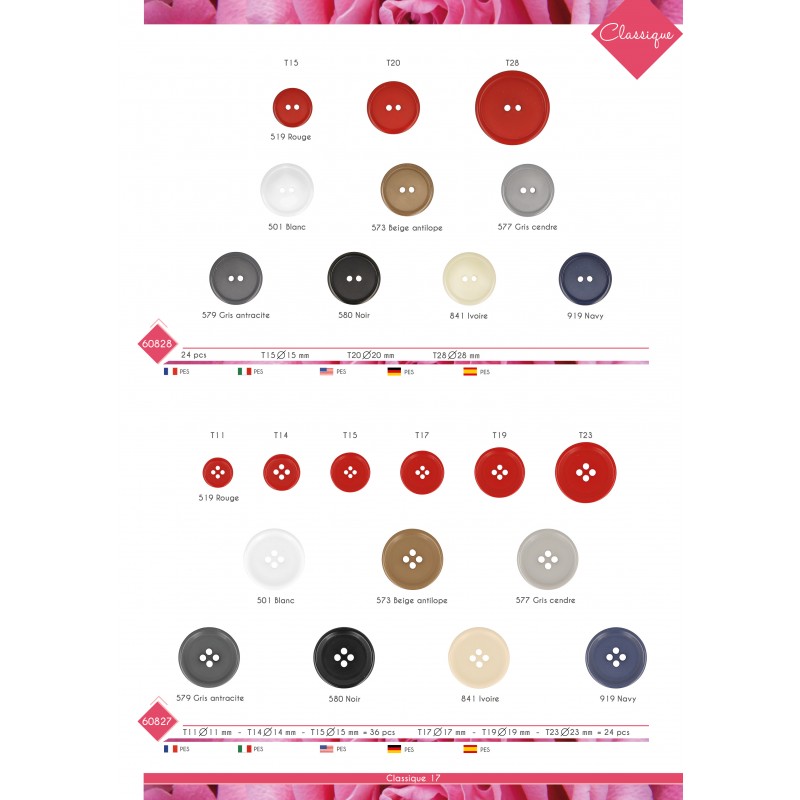 Stephanoise M60828 - BOUTON 2 TROUS CLASSIQUE