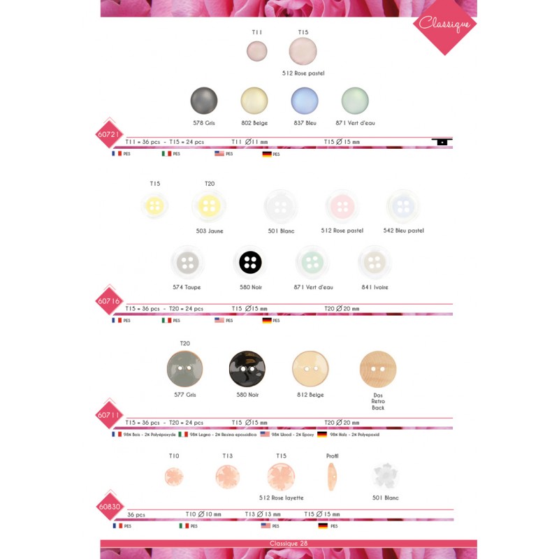 Stephanoise M60830 - BOUTON TUNNEL FLEUR