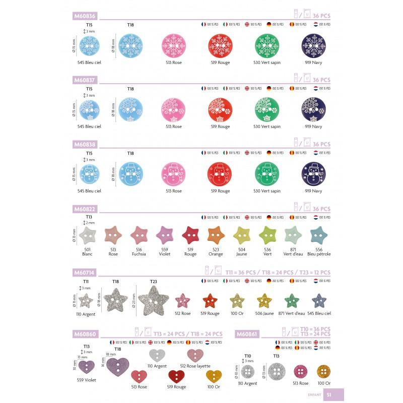 Stephanoise M60860 - BOUTONS COEUR GLITTER