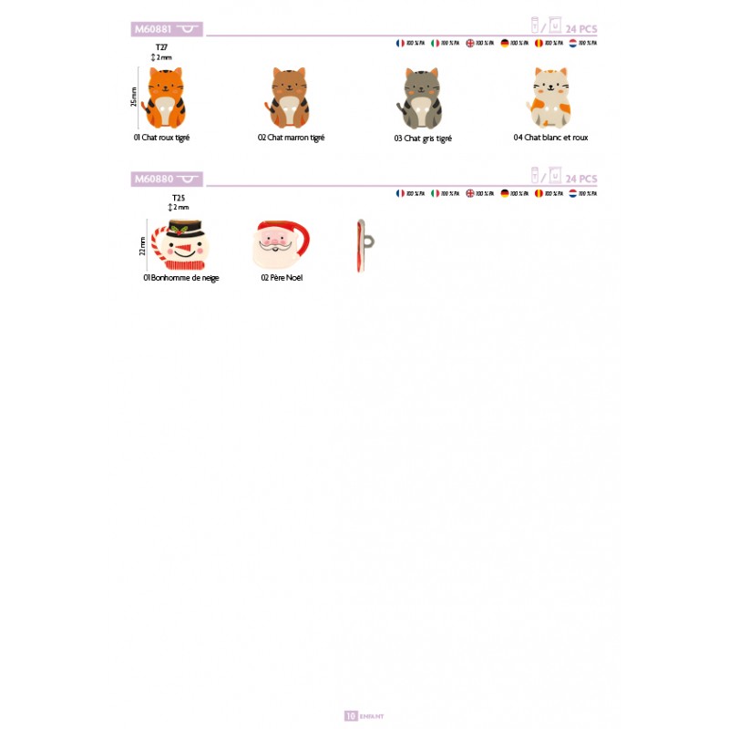 Stephanoise M60881 - BOUTON CHAT 2 Trous