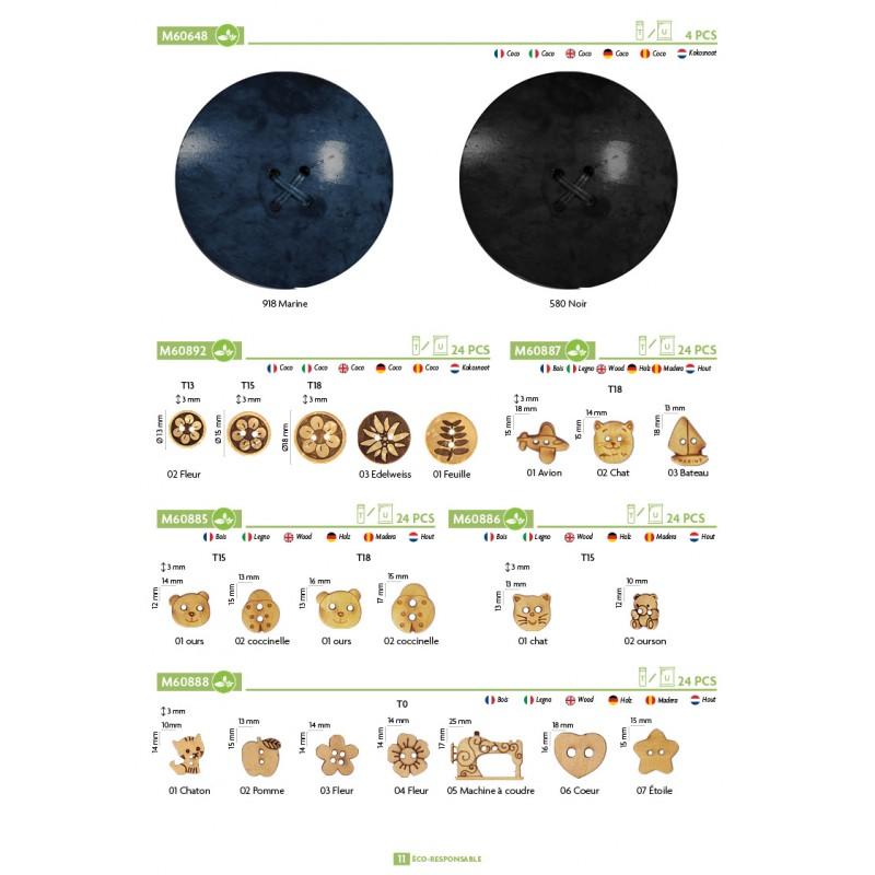 Stephanoise M60888 - BOUTONS BOIS DÉCOUPÉS