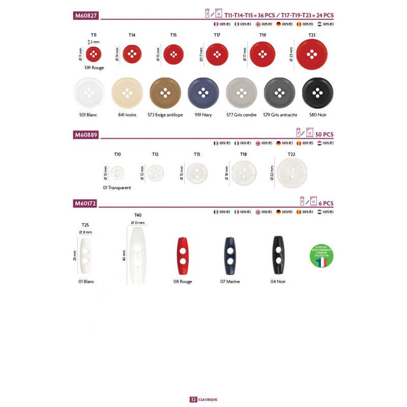 Stephanoise M60889 - Bouton TRANSPARENT